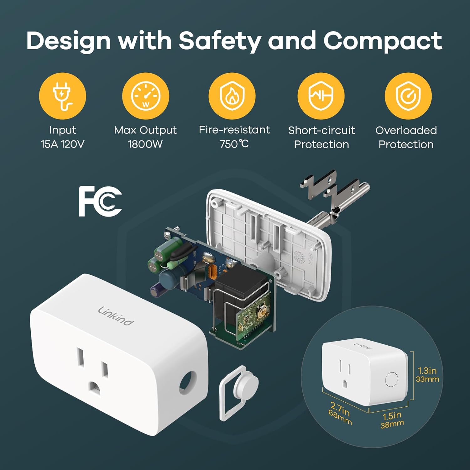 Linkind Matter Smart Plug – Works with Alexa, Siri, Google Home (2 Pack)